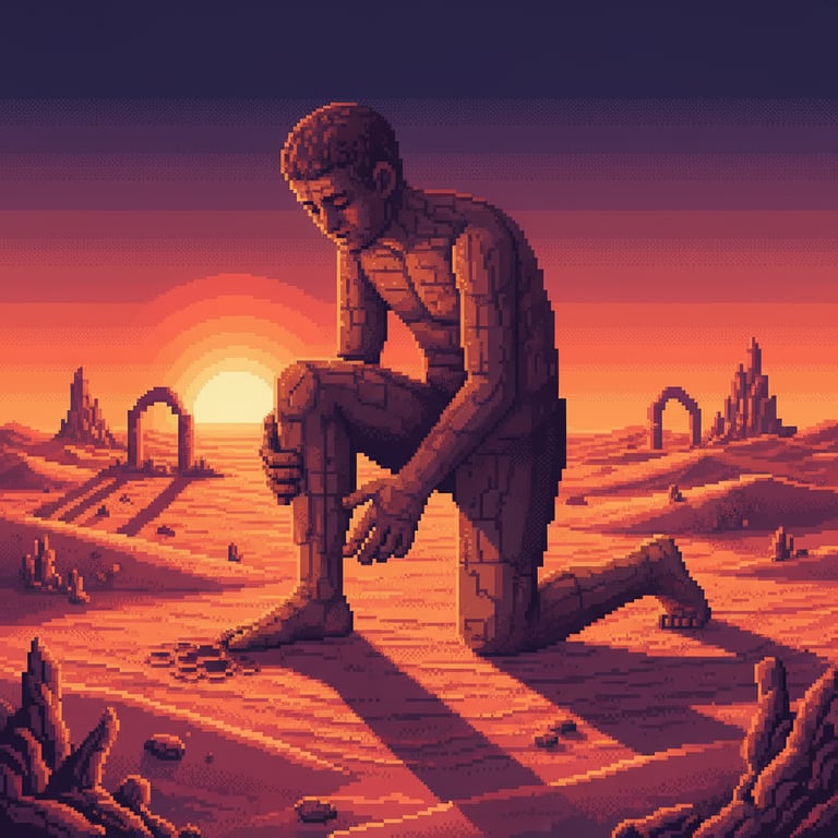 The Weary Giant — AI-generated collectible card | Giant Stone Footprint
