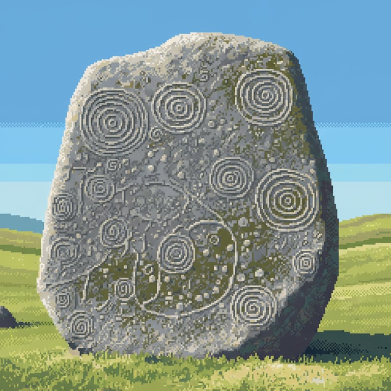 Neolithic Engravings — AI-generated collectible card | The Hag's Chair