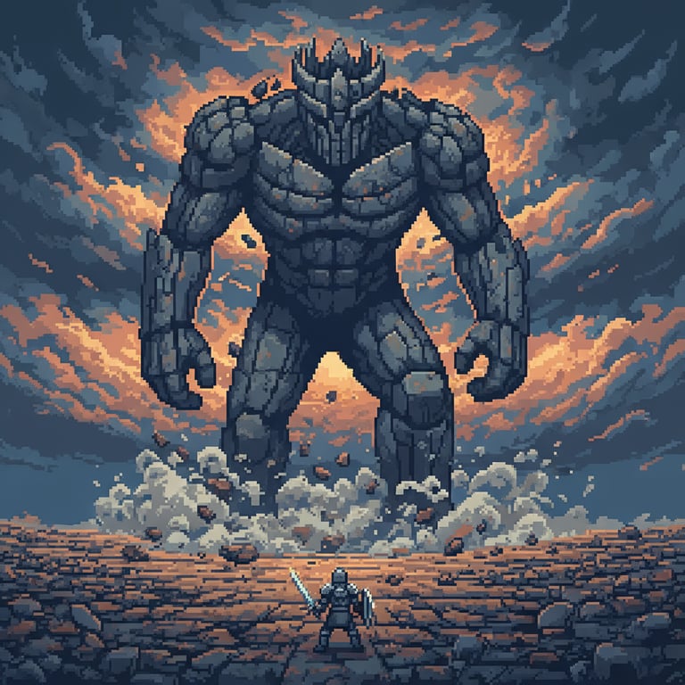 Giant vs. Human — AI-generated collectible card | Giant Stone Footprint