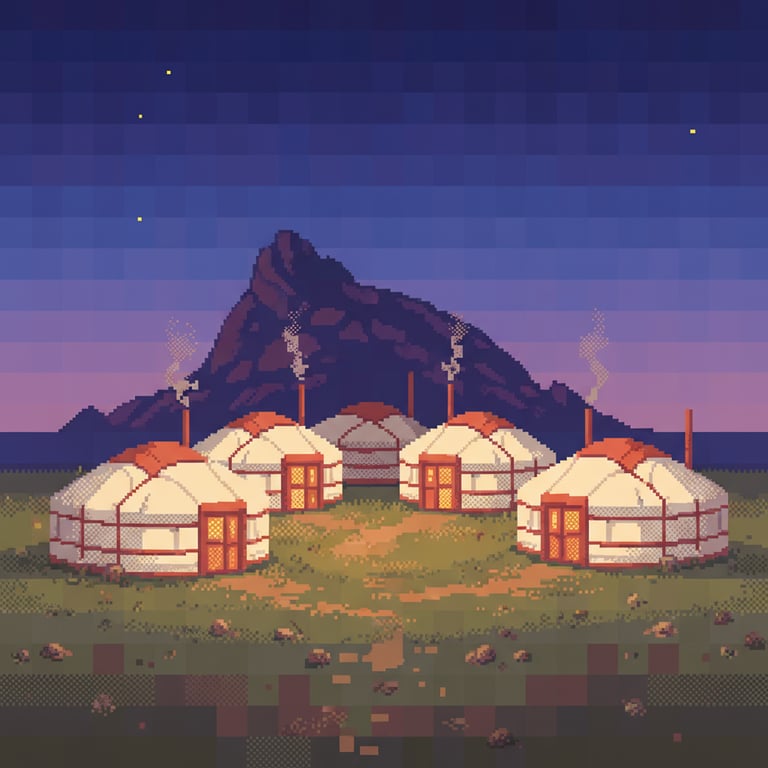 Yurt Village at Turtle Rock — AI-generated collectible card | Turtle Rock