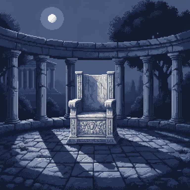 Moonlit Oracle Throne — AI-generated collectible card | Ancient Marble Thrones