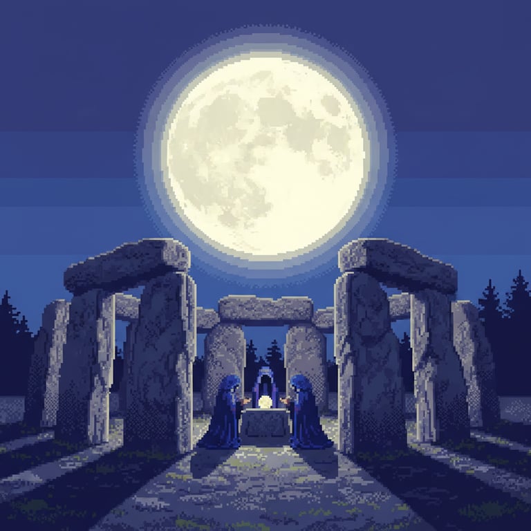 Lunar Ritual — AI-generated collectible card | Dolmen of Guadalperal