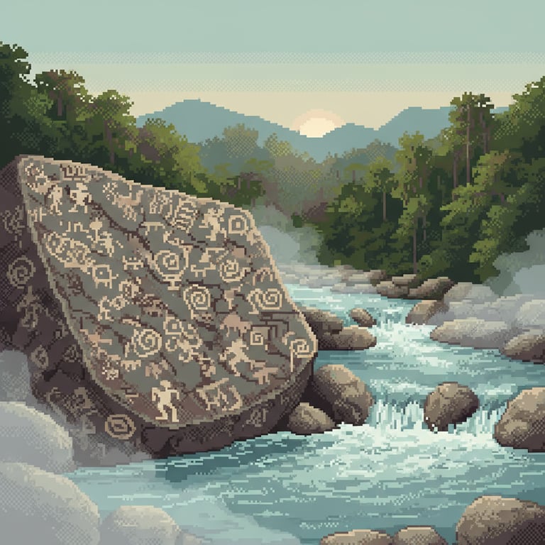 Sacred Stone Carvings — AI-generated collectible card | The Upano Valley