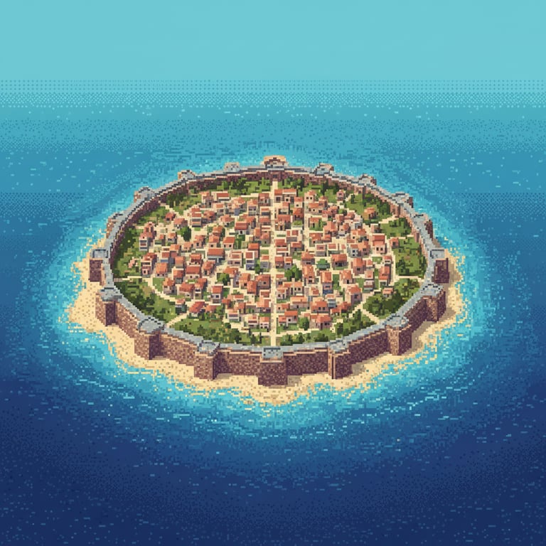 Arwad from Above — AI-generated collectible card | Megalithic Seawall 