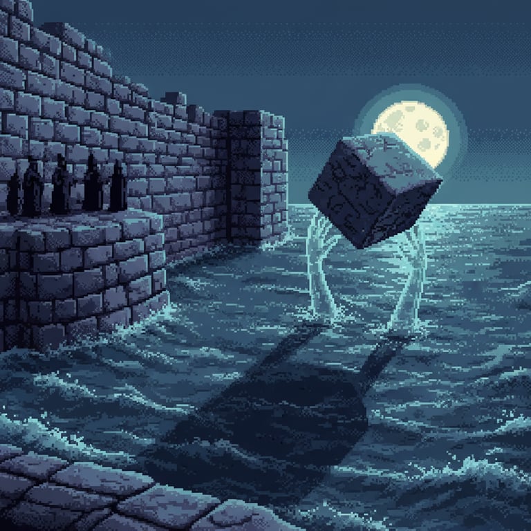 Whispers of the Deep — AI-generated collectible card | Megalithic Seawall 