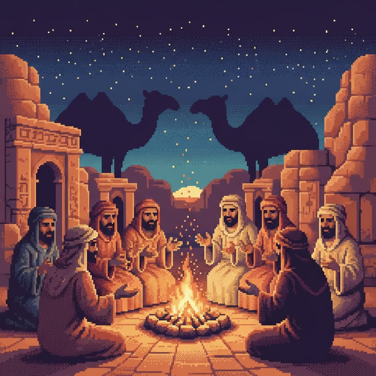 Night Encampment — AI-generated collectible card | Camel Carvings Site