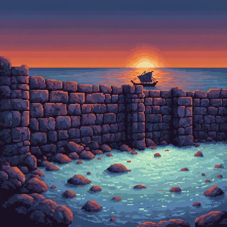 Whispers of the Deep — AI-generated collectible card | Megalithic Seawall 