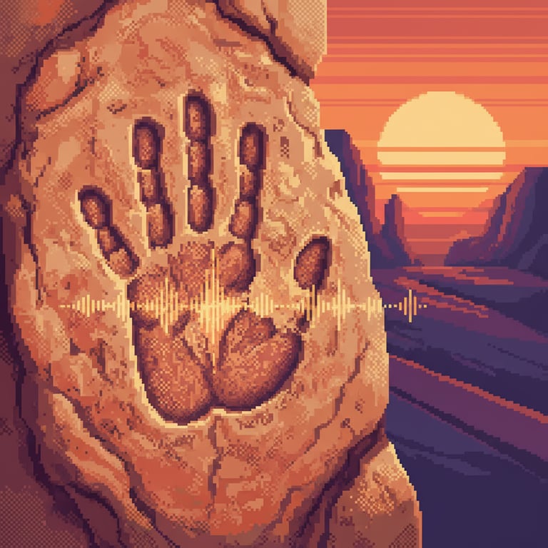 Echoes of Birthing — AI-generated collectible card | White Mountain Petroglyphs