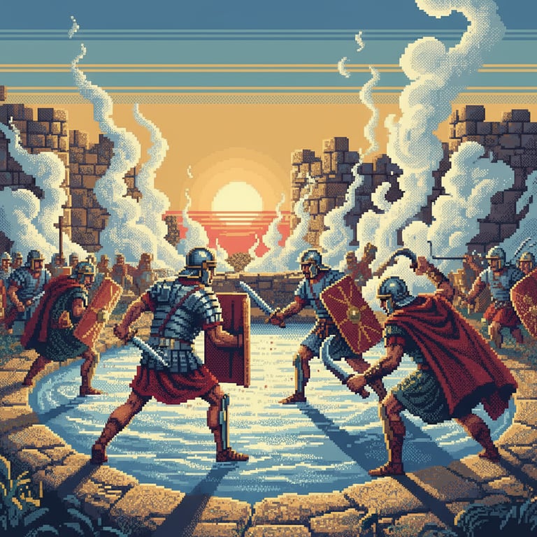 Clash Over the Sacred Spring — AI-generated collectible card | Thermae Germisara