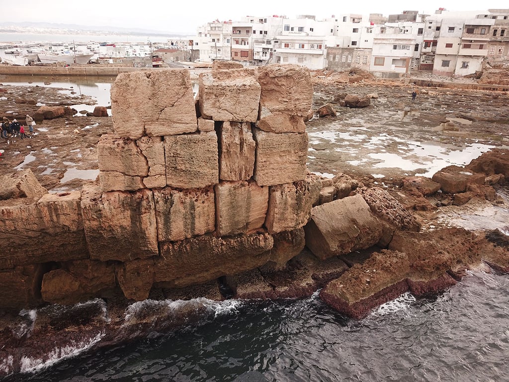 Giant Slabs Arwad Seawall City Backdrop — Megalithic Seawall 