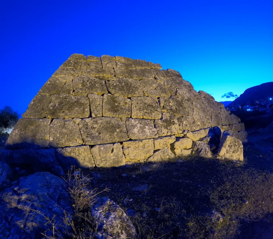 Hellenikon Pyramid Lit At Night Wall — Pyramid of Hellenikon