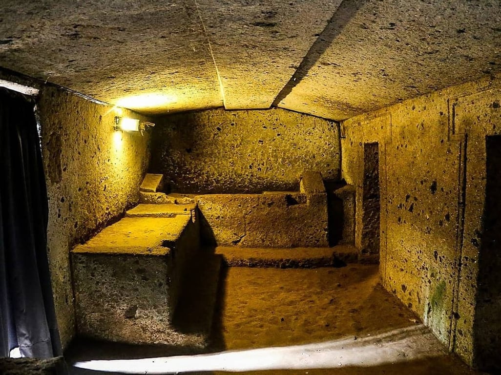 Interior Etruscan Ancient Complex Of The Dead — Cerveteri Necropolis 