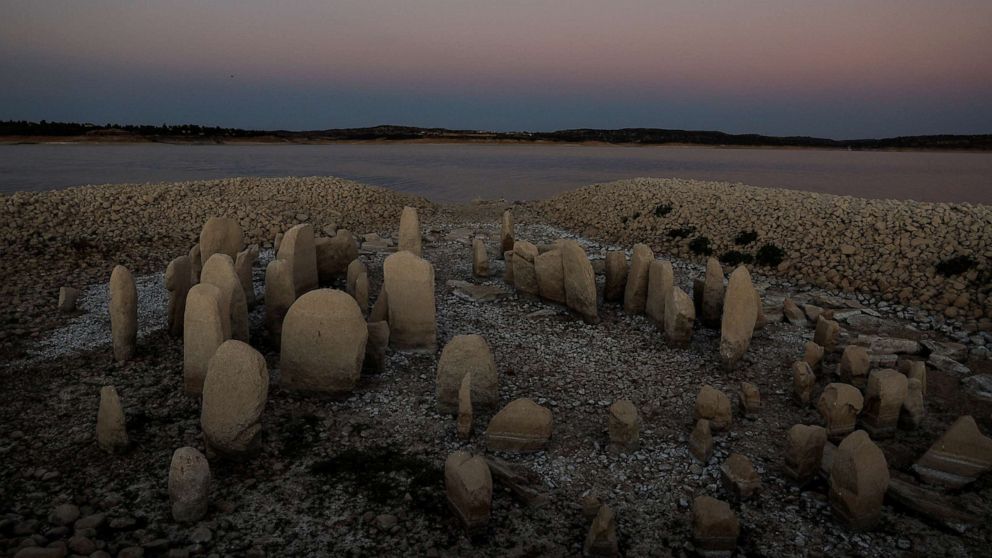 Megalithic Site Spain Dolmen Low Water Dusk — Dolmen of Guadalperal