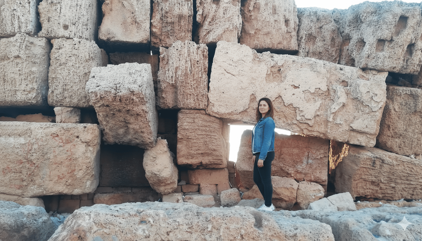 Megalithic Stone Blocks Phoenician Wall Human Comparison — Megalithic Seawall 