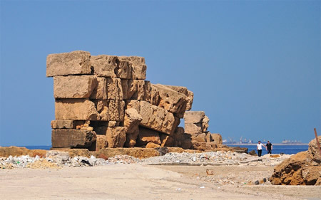 Remains Megalithic Seawall Arwad Sideview — Megalithic Seawall 