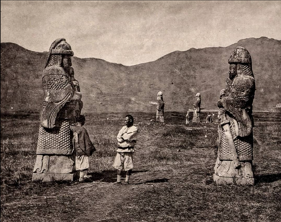 Statues Of The Honor Guard Along The Sacred Way Leading To The Ming Tombs — original vintage photograph | statues of the Honor Guard along the Sacred Way leading to the Ming Tombs