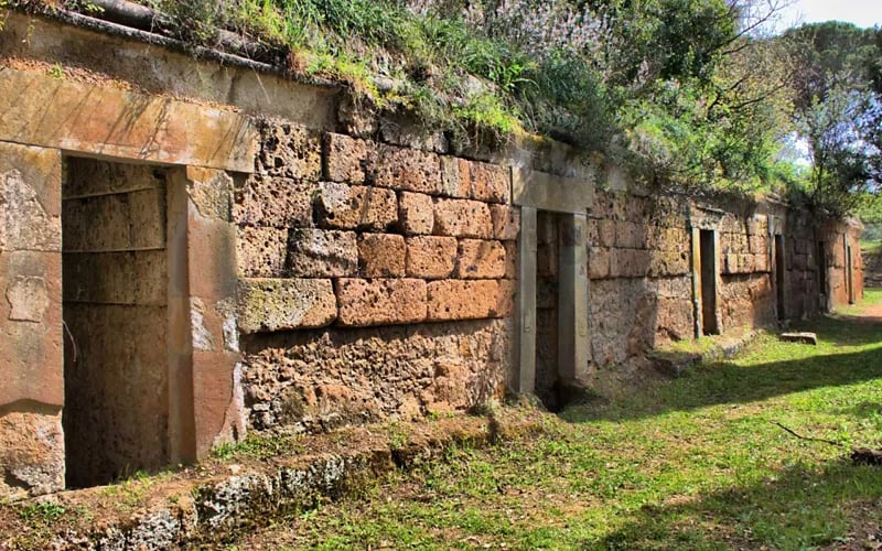 Stone Masonry Etruscan Complex Near Rome Lazio — Cerveteri Necropolis 