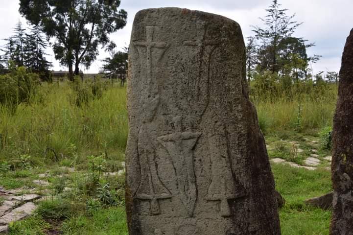 Stone Sword Symbols Engraved Ancient Tiya Site — Tiya Stelae Field