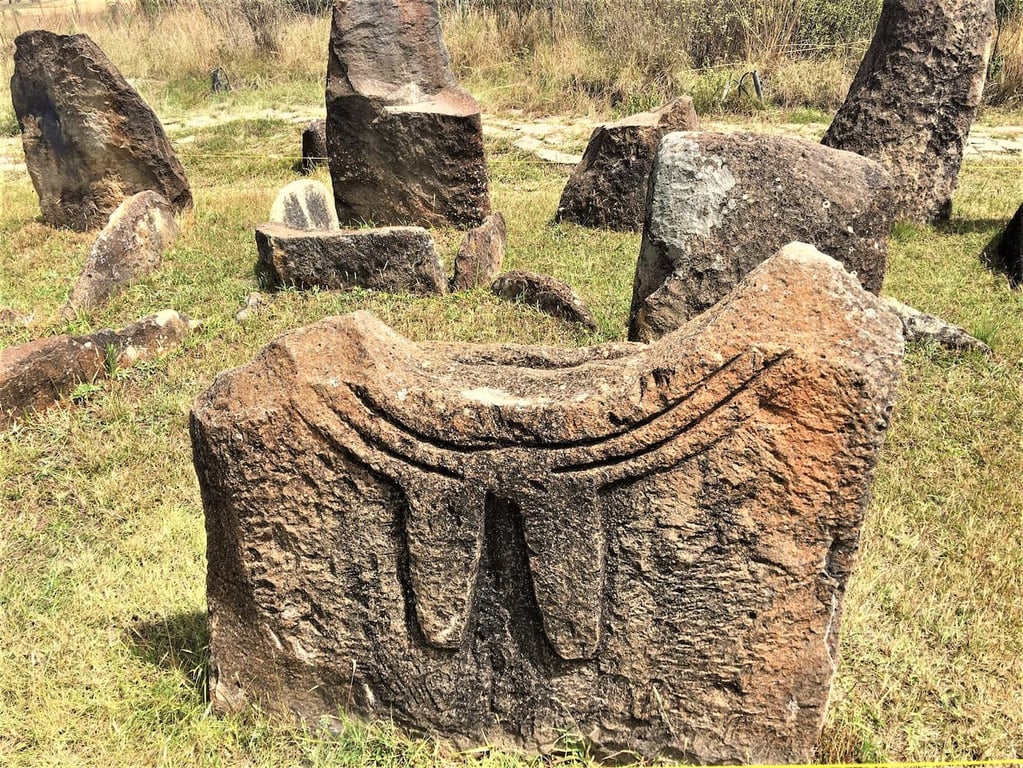 Stone Symbols Tiya Ancient Site Ethiopia — Tiya Stelae Field