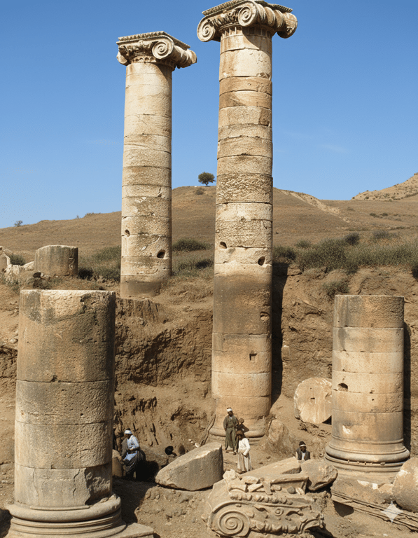 Temple Of Artemis Excavation 1911 Restored — AI restored colour version | Temple of Artemis