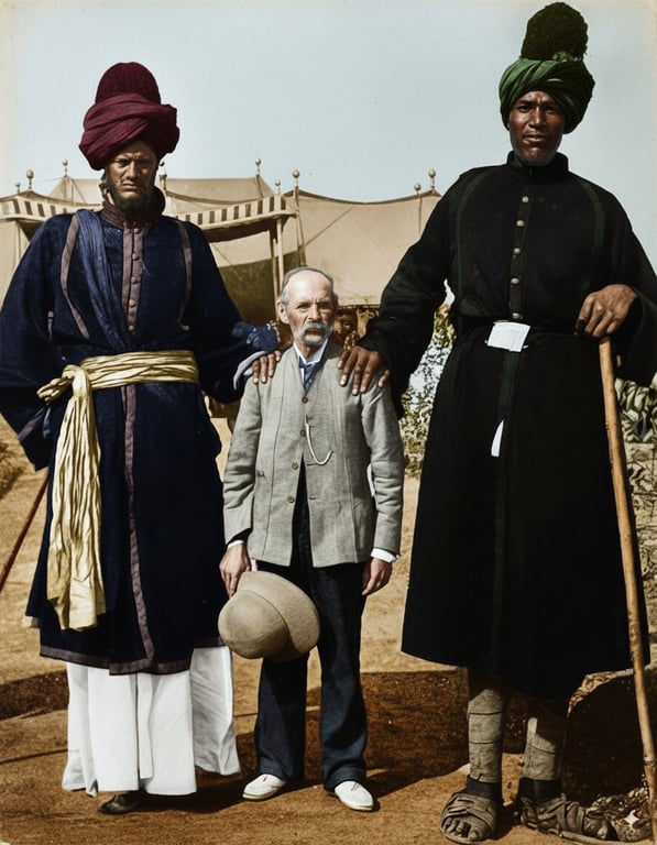 The Kashmir Giants Delhi Durbar James Ricalton Recolored — AI restored colour version | The Kashmir Giants & James Ricalton 1903