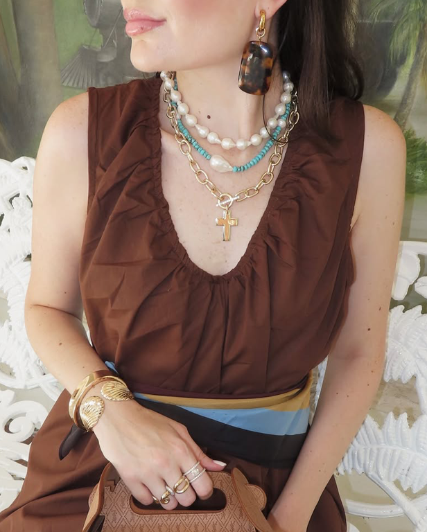 Renaissance Turquoise and Pearl Necklace