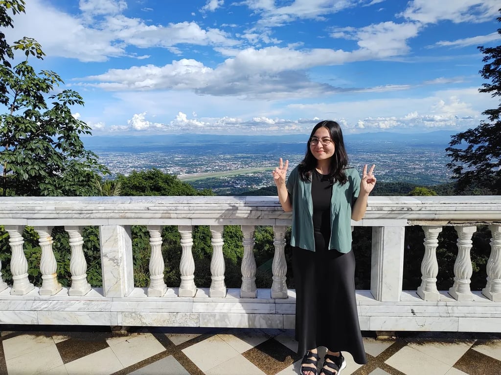 Standing at a viewpoint above the Chiang Mai valley