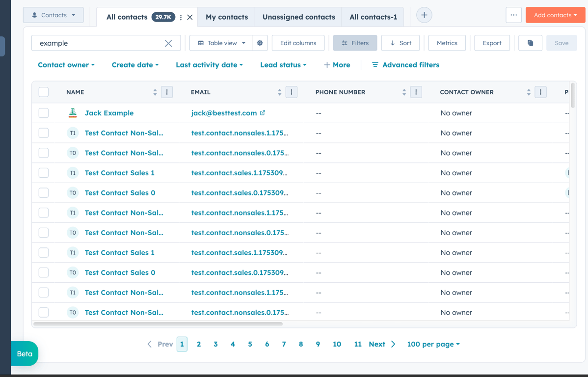 Dark mode — contacts