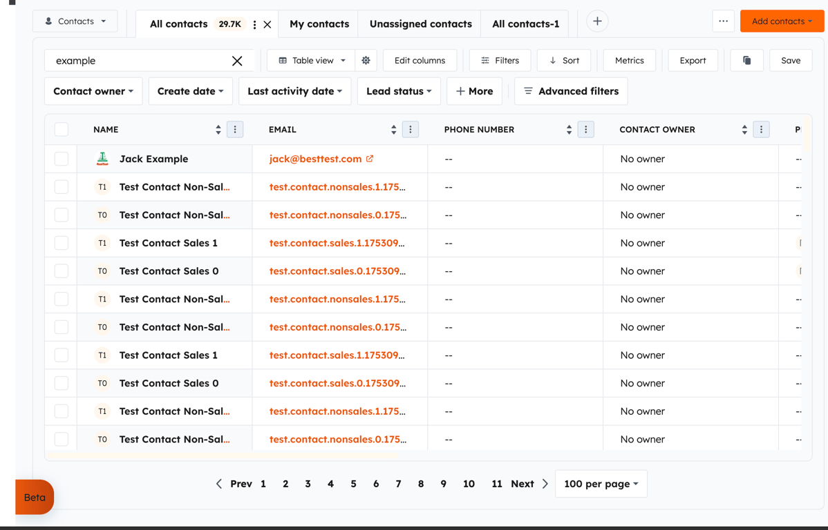 Orange theme — contacts