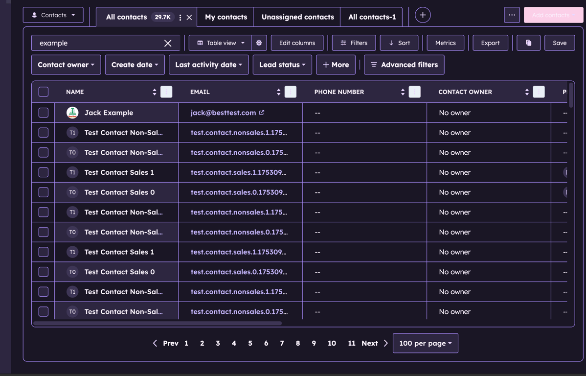 Purple theme — contacts