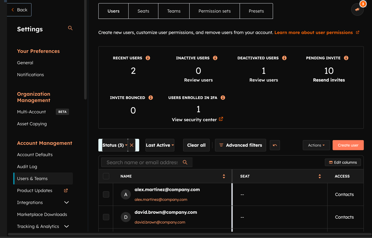 Orange theme — settings