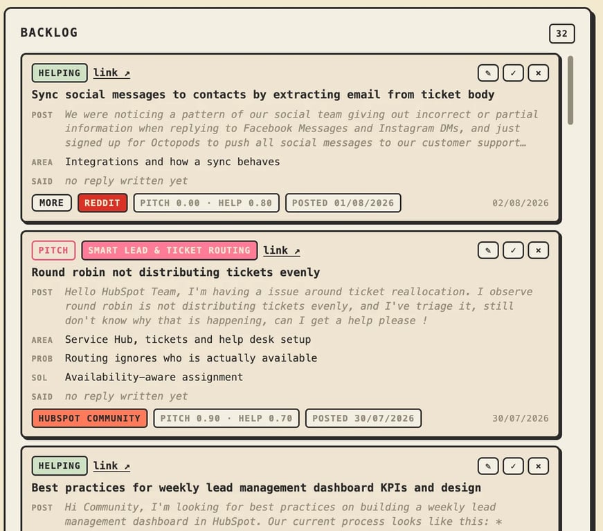 Community Radar - AI Tools project screenshot showing the interface