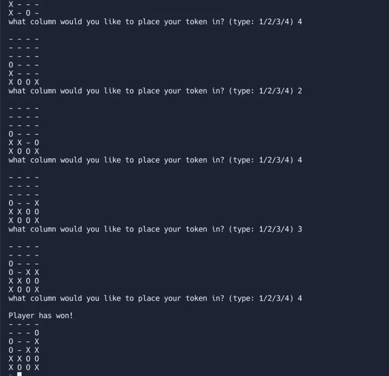 Connect 4 - Archives project screenshot showing the interface