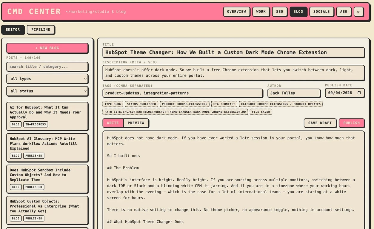 Daeda Command Center - Apps project screenshot showing the interface