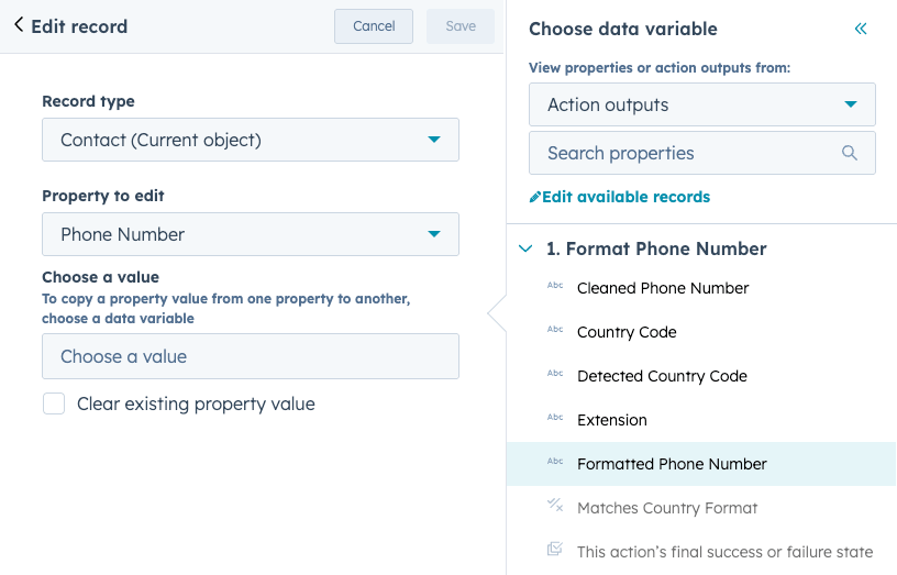 Save output to property
