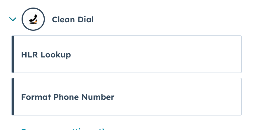 Clean Dial actions list