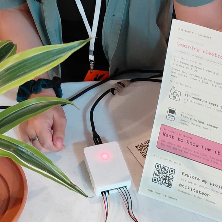 Closed 3D-printed controller enclosure containing the finished Smart Plant Moisture Monitor electronics