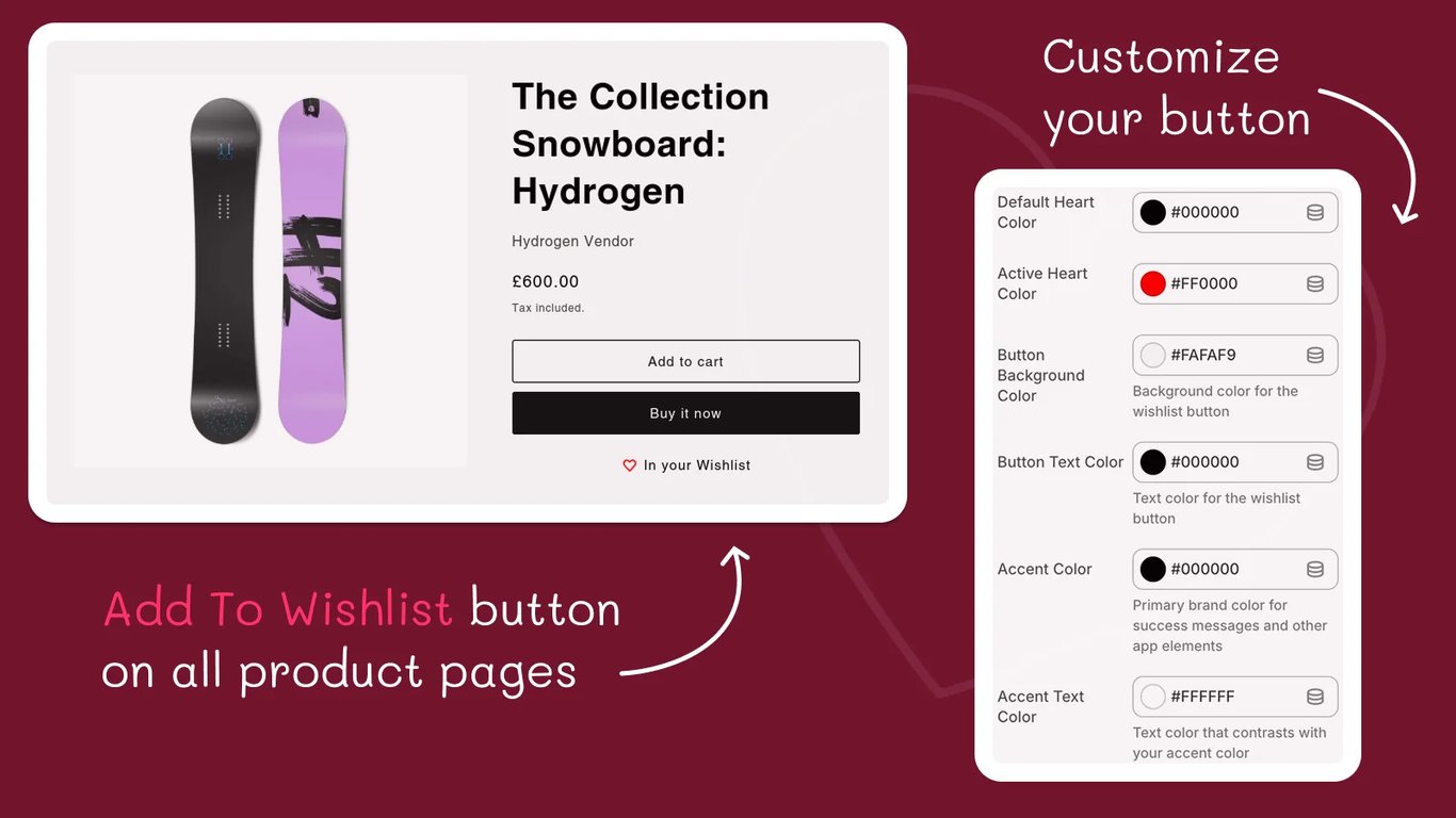 Customise wishlist button and heart colours to match your store's branding