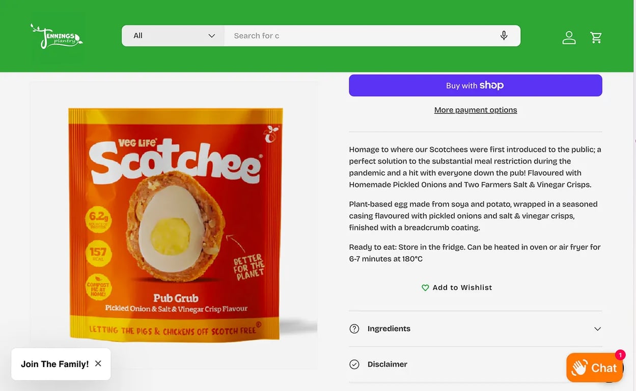 Product page on The Retreat store showing Add to Wishlist button