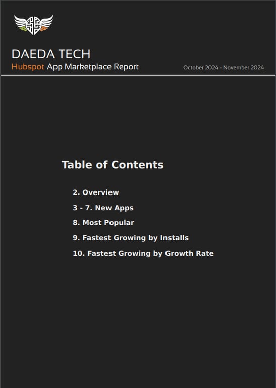 HubSpot Marketplace Report - October to November