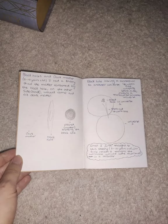 Black holes and dark matter theory notebook — wormholes connecting universes