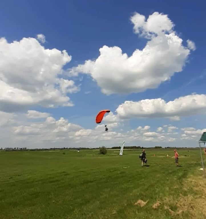 Skydiving — parachute coming in to land