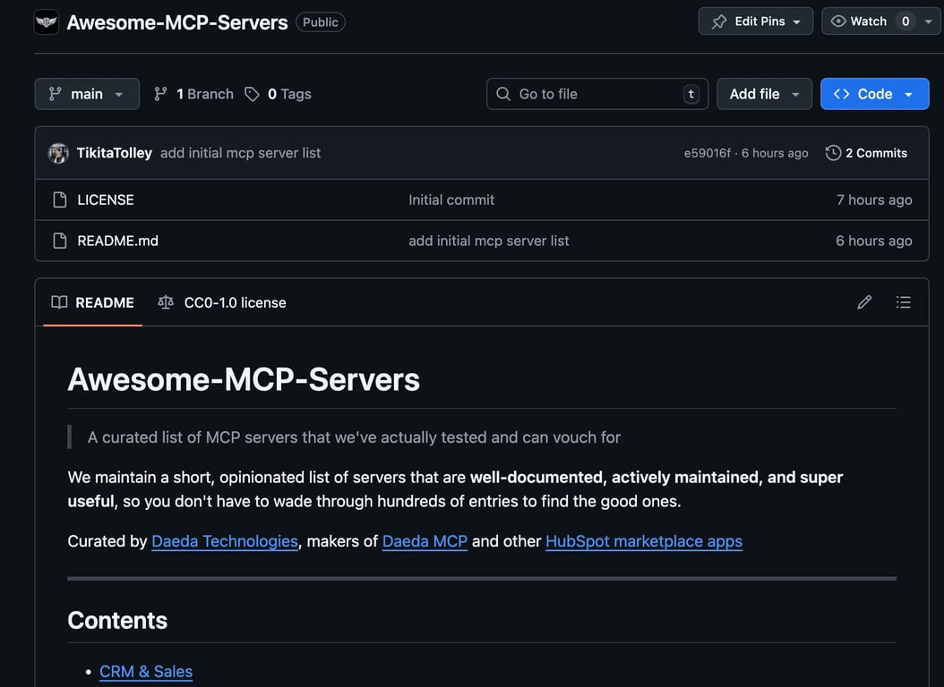 Awesome MCP Servers - Apps project screenshot showing the interface