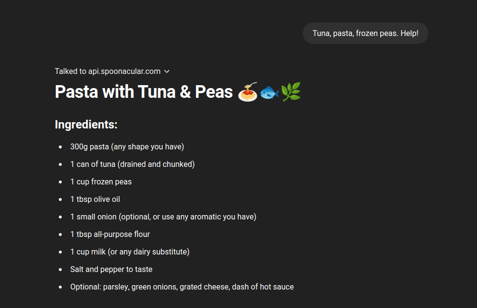 Recipe Rummage GPT - AI Tools project screenshot showing the interface