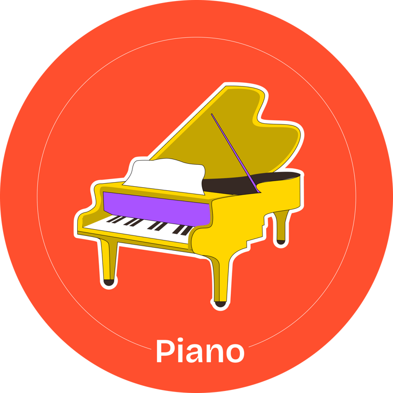 Illustrated piano course icon