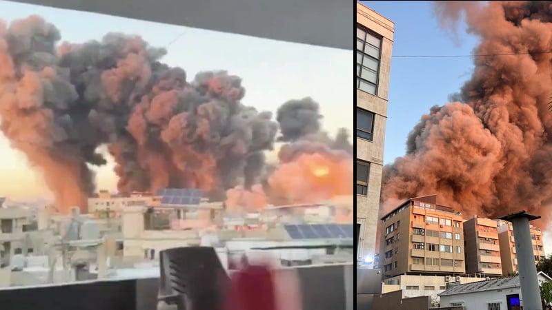 Wild Footage Shows Series of Israeli Airstrikes Against Hezbollah Command Bunker in Beirut