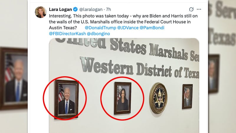 BREAKING TREASON ALERT: Federal Courthouse in Austin, TX Still Displaying Portraits of Joe Biden and Kamala Harris, Effectively Refusing to Acknowledge Trump’s Historic Re-Election