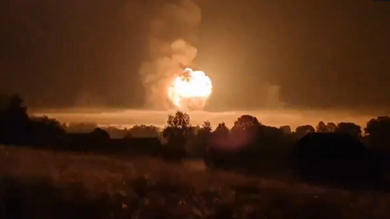 Watch Live: Ukrainian Drone Attack Triggers Massive Explosion At Russian Ammo Depot, Escalating Deadly Conflict