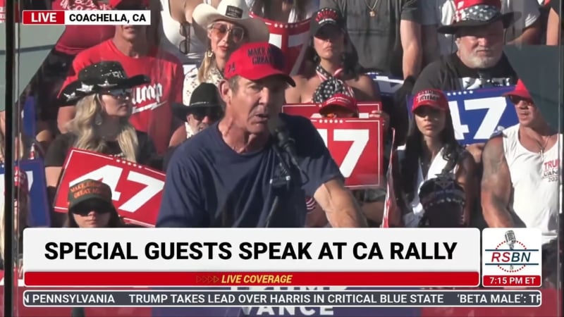 Dennis Quaid Tells Coachella Rally “It’s Time To Pick a Side”