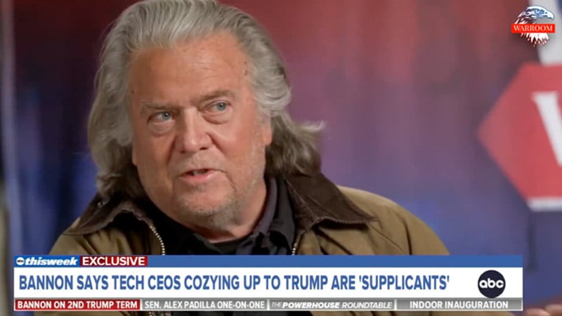 ‘Trump Broke The Oligarchs’: Bannon Says Tech Moguls Attending Inauguration ‘Surrendered’ to Incoming President